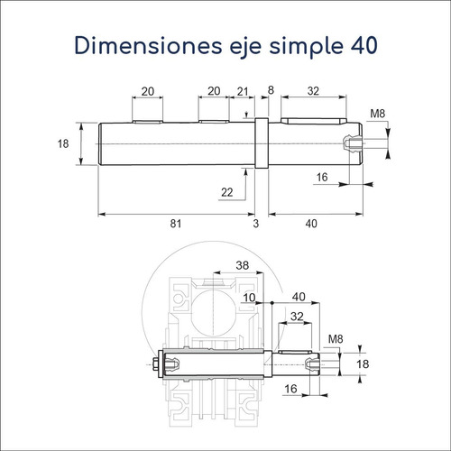 Eje Simple De 18mm Para Reductor De Velocidad NÂș 40