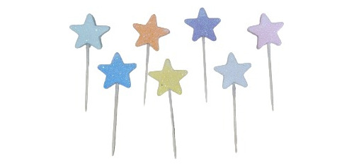 Pack X 6 Pinches Para Torta De Estrellas En Tonos Pastel