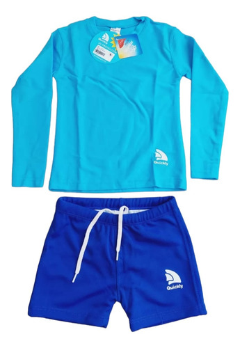 Conjunto Remera Uv N F50+short Resistente Cloro Playaquickly