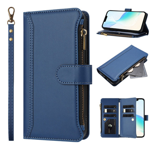 Funda De Piel Tipo Cartera Con Cremallera For Motorola Edge