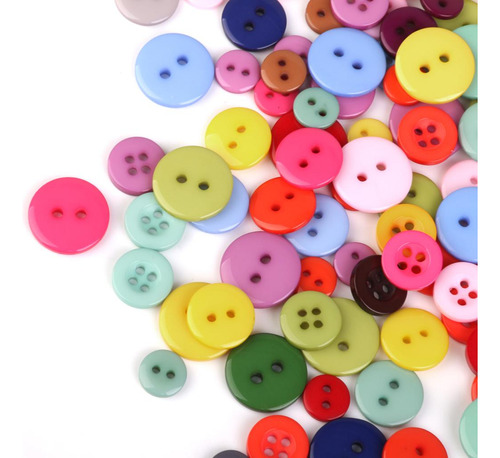 6 X 100 Uds. Botones De Resina De Varios Colores Y Tamaños,