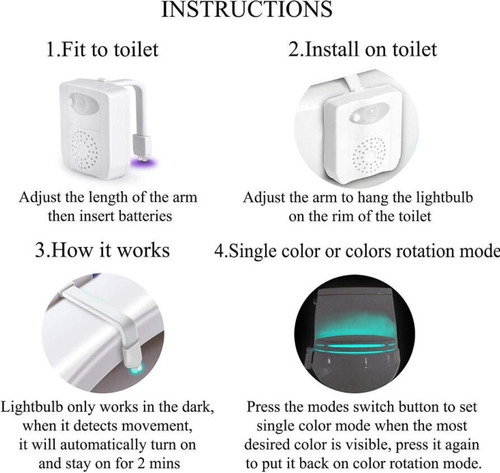 2pack 16-color Toilet Led Night Light Motion Sensor