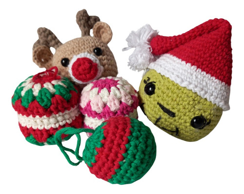 Esferas Navideñas A Crochet X5 Unidades
