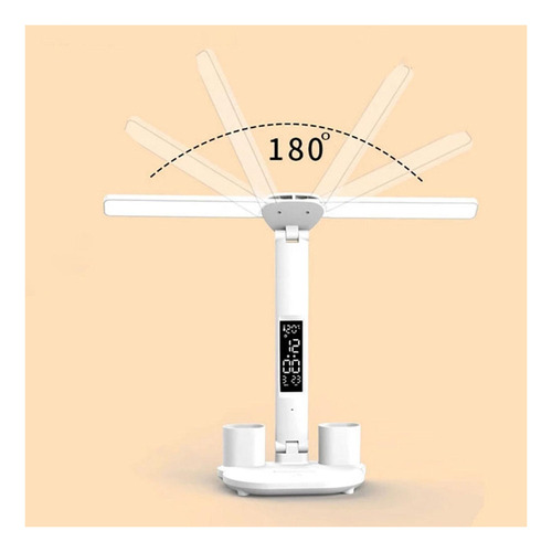 Lámpara De Escritorio Led Recargable Con Reloj Fecha