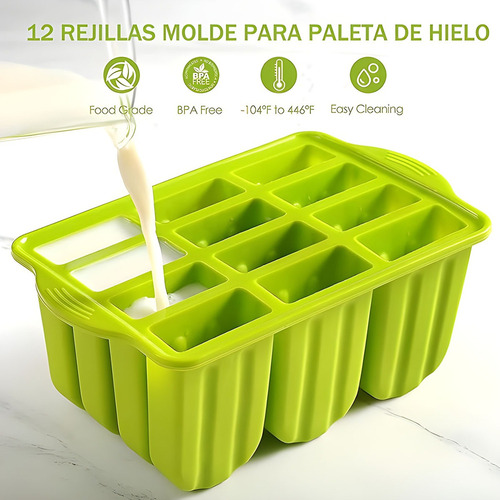 * Molde De Silicón 12 Paletas Tipo Mag Y 50 Palos De Madera