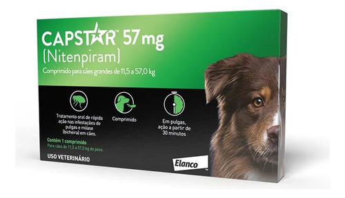 Antipulgas Capstar Elanco 57mg Cães De 11 A 57kg 1 Comprimido