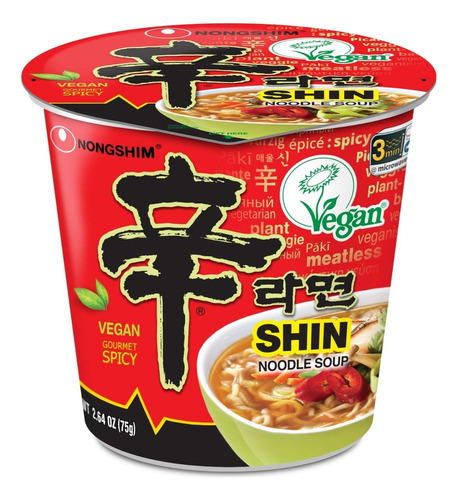Ramen Coreano Nongshim Shin Vegan Sopa 75g + 5 Dulces Corean