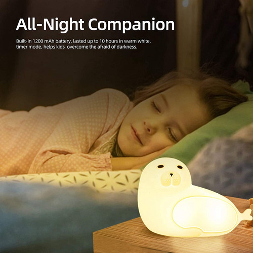 Q Luz Noturna De Silicone Sea Lion, Cor Gradiente