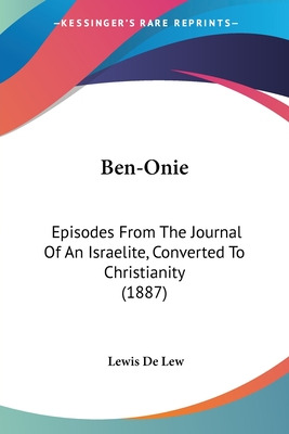 Libro Ben-onie: Episodes From The Journal Of An Israelite...