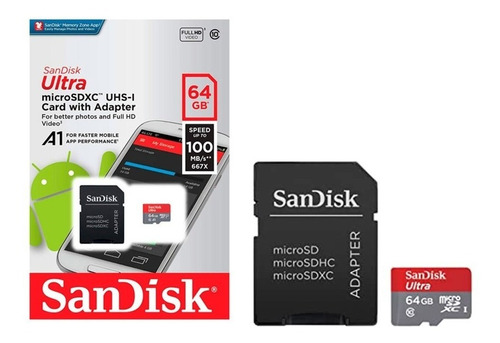 Memoria Micro Sd Sandisk 64gb Clase 10 Original Sellado