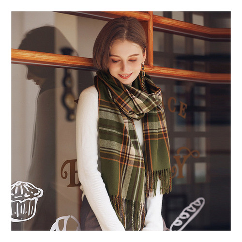 Q Bufanda A Cuadros De Invierno Para Mujer, Bufanda Cálida