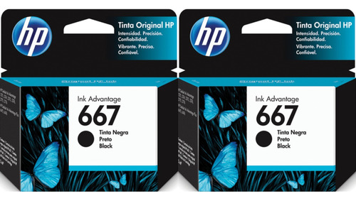 Cartuchos De Tinta Hp 667 Negro Pack X2 Unidades Originales