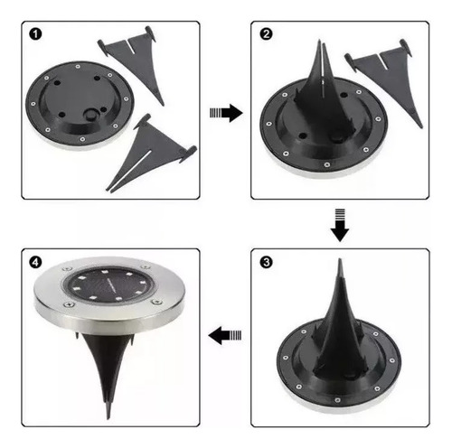 Set X 4u Estaca Led Solar Jardin Exterior Color Plateado Plateado