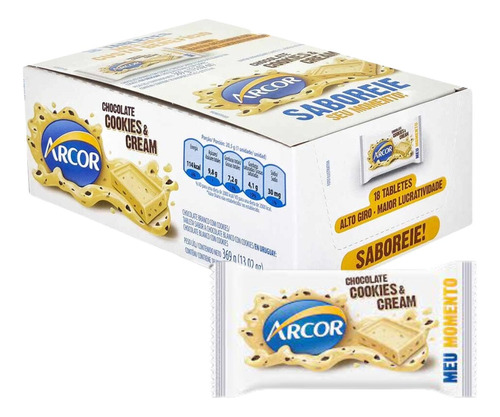 Chocolate Caixa Tablete Cookies&cream 18 Unidades 20g Arcor