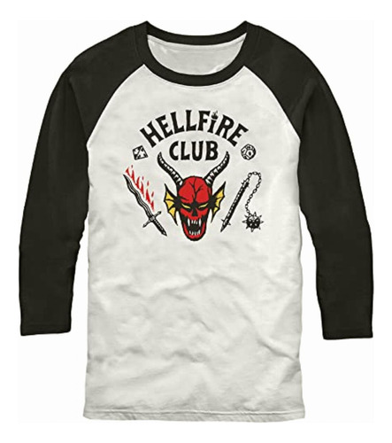 Stranger Things Hellfire Camiseta De Manga Corta Para Hombre Color Blanco/negro