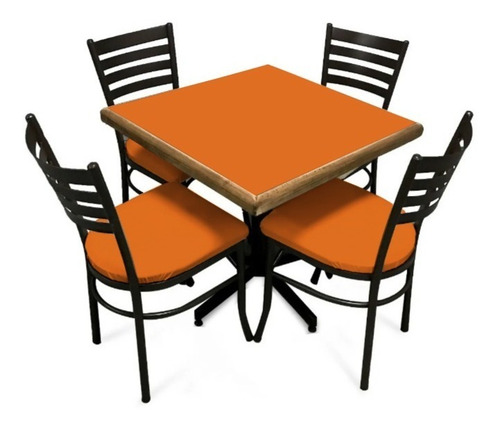 Juego de comedor Itluam Muebles Itluam Muebles COMEDOR ESTÁNDAR ITALIA color naranja con 4 sillas diseño liso mesa de 75cm de largo máximo x 75cm de ancho x 72cm de alto