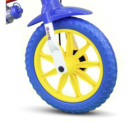 Bicicleta de passeio/urbana infantil Nathor Fireman aro 12 freio tambor cor vermelho/azul/amarelo com rodas de treinamento