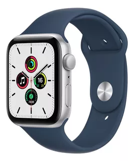 Apple Watch SE (GPS, 44mm) - Caja de aluminio color plata - Correa deportiva Azul abismo