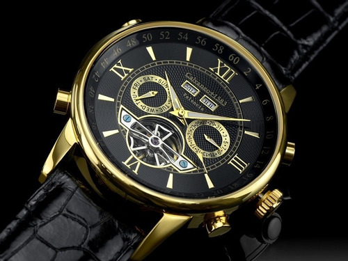 Relógio Calvaneo 1583 Valencia Gold Shinyblack Automático