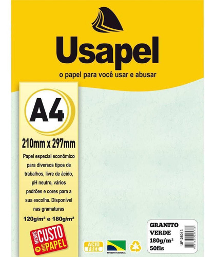 Papel A4 Granito Usapel Verde 180g