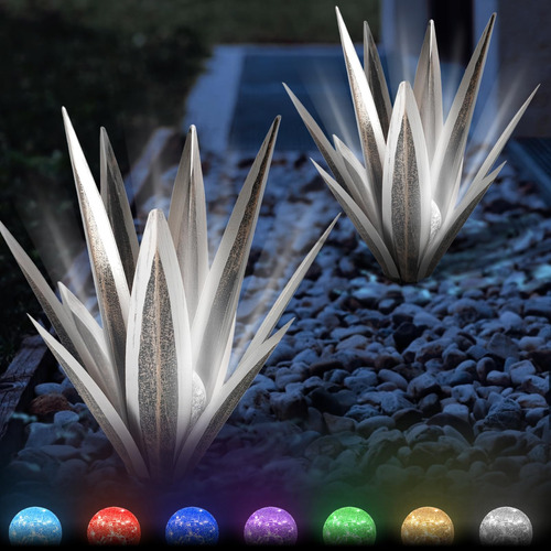 Asbefore 2 Pcs Escultura Al Aire Libre Cactus De Metal Cactu