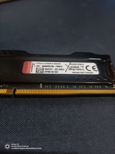 Ram Ddr4 16g - Hyperx - Fury (Usado)