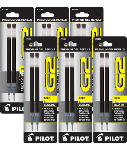 Pack De 6 Recargas De Tinta Bolígrafos G2, Negra, Grue...