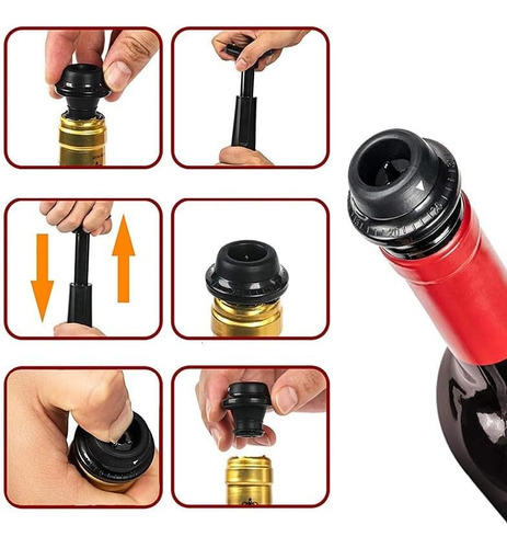 Bomba De Vacío Para Vino + 4 Tapones Extractores De Aire