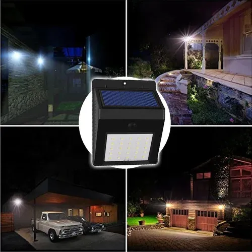 Luz Led Exteriores Recargable Energía Solar Sensor 20 Leds