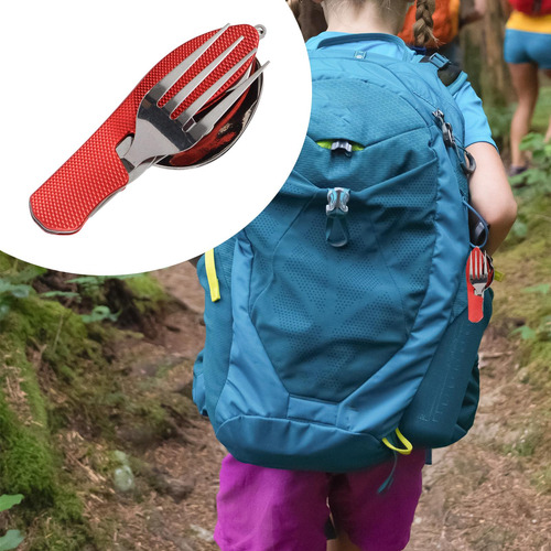 Utensilios Para Acampar, Cuchillo, Cuchara, Tenedor, Rojo