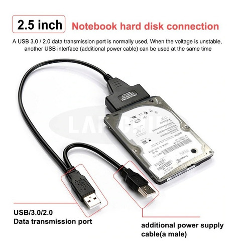 Cable Adaptador Sata A Usb 3.0 Disco Rigido Hdd Ssd 2.5 3.5
