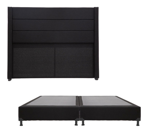 Cabecera King Size Dicasa Lugo Negro + Box Dicasa Black
