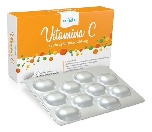 Vitamina C 500mg Ácido Ascórbico Equaliv 30 Comprimidos