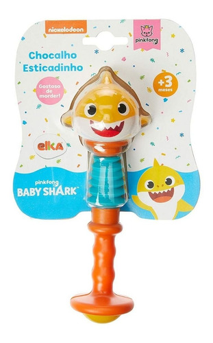Chocalho Esticadinho Baby Shark Elka Colorido Para Bebês