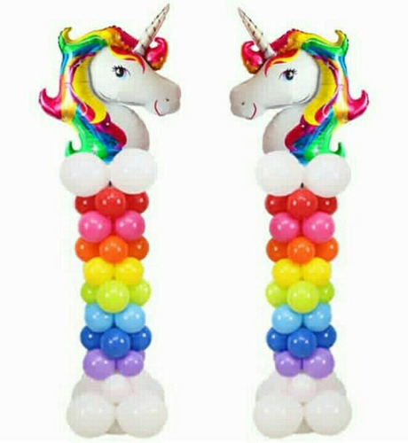 6 Globos cabeza de unicornio arcoiris decoracion fiesta medida 50 30 cm 