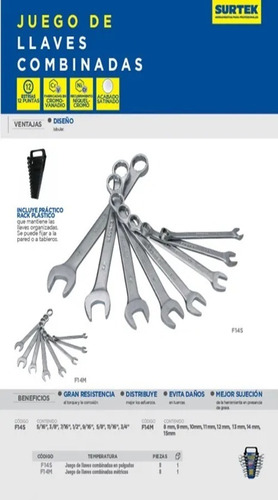Juego De 8 Llaves Combinadas Standard Surtek Stk-f14s