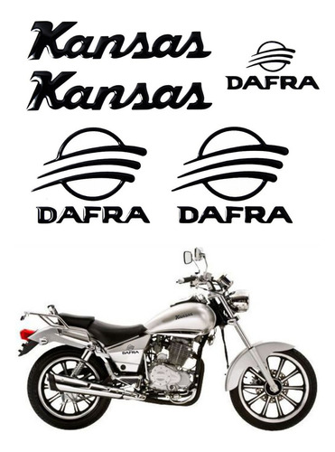 Kit Emblema Adesivo Resinado Dafra Kansas Custon Preto 004