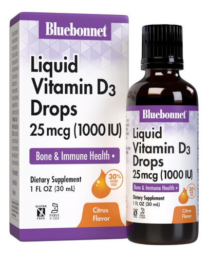 Bluebonnet Gotas Vitamina D3 1000 Ui Sabor Cítrico 1 Oz