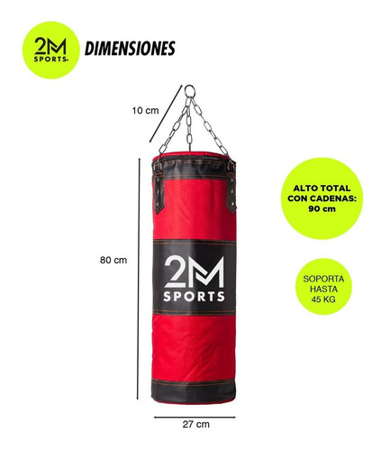 Bolsa Boxeo 90 Cm Cordura Reforzada Profesional Box Gym Rojo