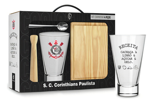 Conjunto Copo Caipirinha Long 400ml Grande Time Corinthians