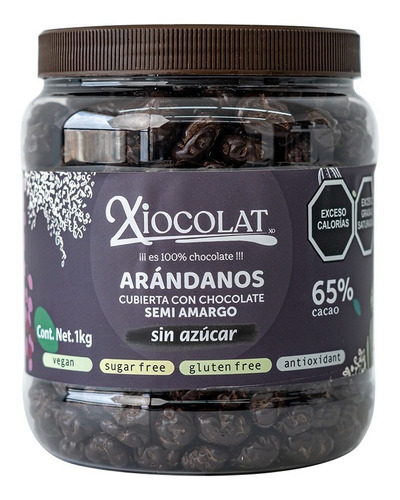 Arandano Con Chocolate Sin Azucar 65% Cacao (2 Vitroleros)