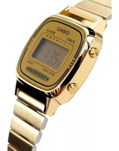 Reloj De Pulsera Casio La-670 Digital Para Mujer Color Dorado