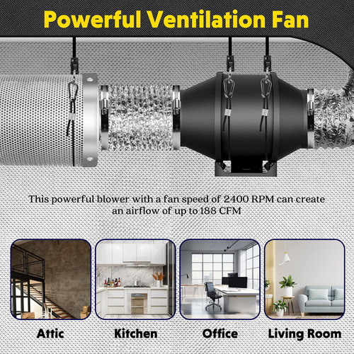 Ventilador De Conducto En Línea De Escape Ipower De 4 Pulgad