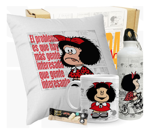 Cojin Mafalda / Kit De Regalo Mafalda / Mug 15 Oz