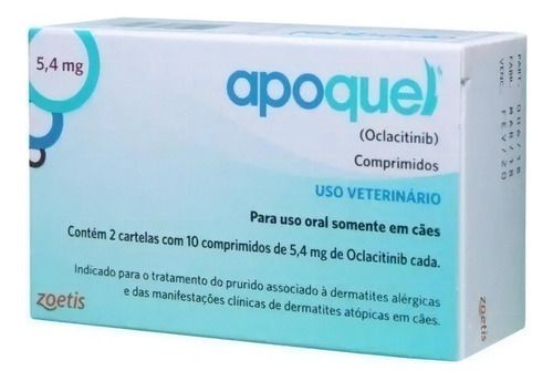 Apoquel 5 4mg C 20 Comprimidos Para Cães Anticoceira Oclacit