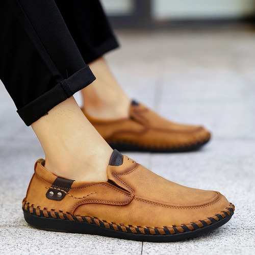 Mocasines For Hombre Zapatos De Cuero Sin Cordones