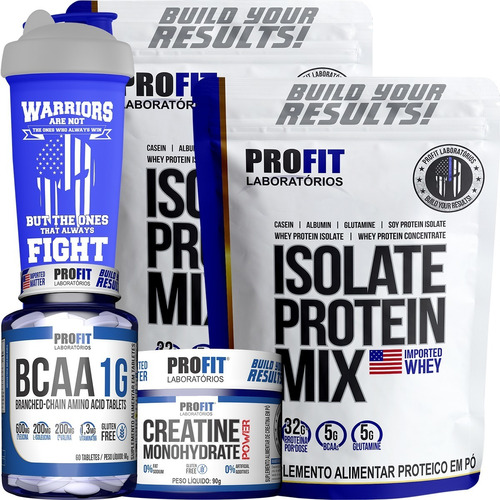 Kit 2x Whey Isolada+ Bcaa+ Creatina + Coq Brinde - Profit