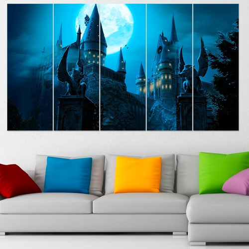 Cuadro Poliptico Harry Potter Hogwarts Castillo 120x70cm Art