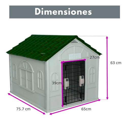 Casa De Plástico Con Puerta Para Perro Raza Chica Térmica