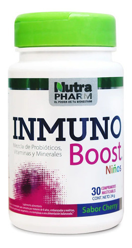 Probiótico Inmuno Boost Niños 30 Comprimidos Masticables Sabor Cherry  Nutra Pharm